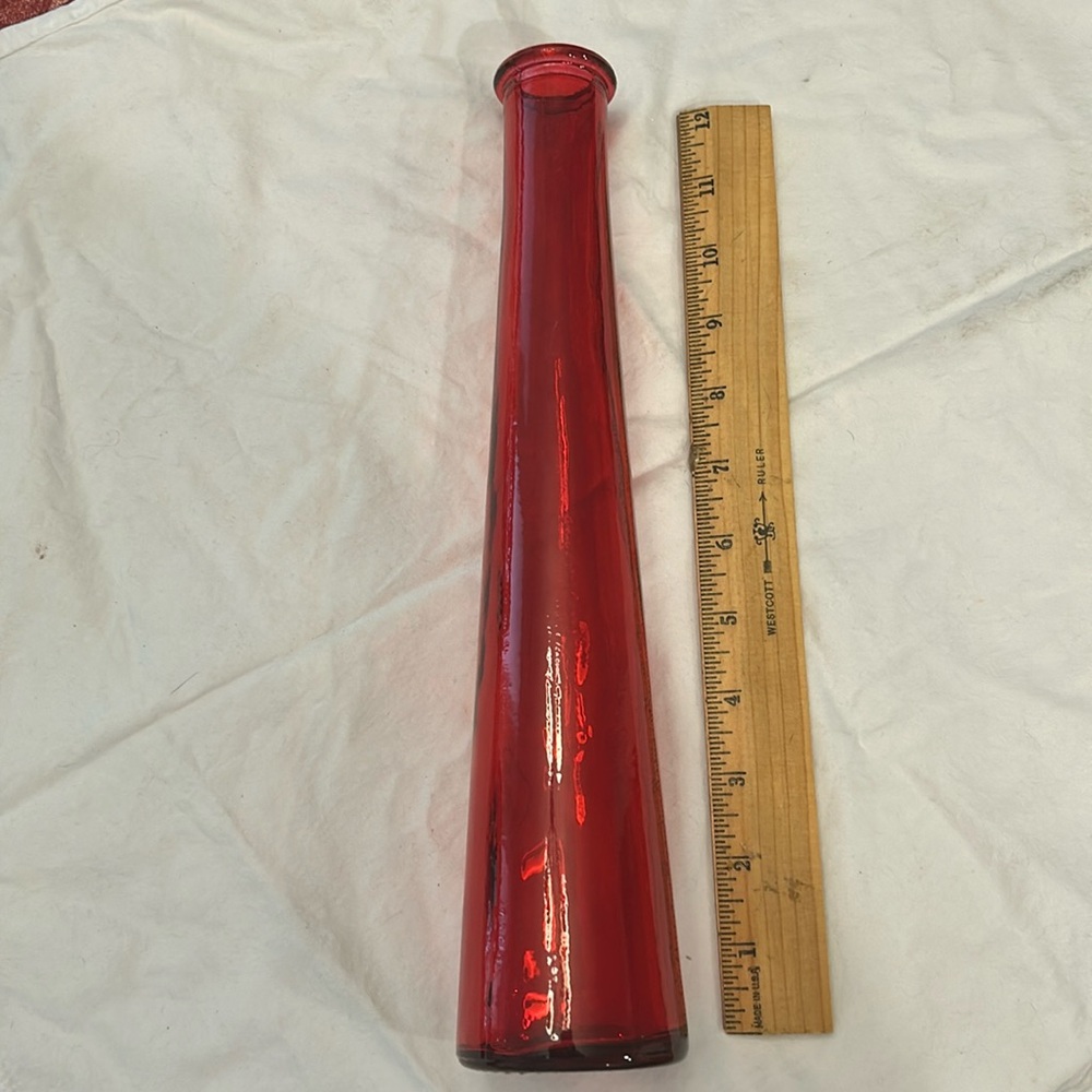 Red glass vase
